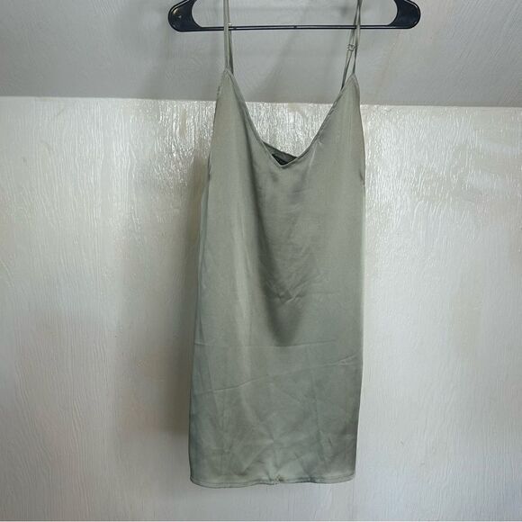 Carli Bybel x Missguided Sage Green Satin Slip Dress Size 6 - Picture 7 of 10